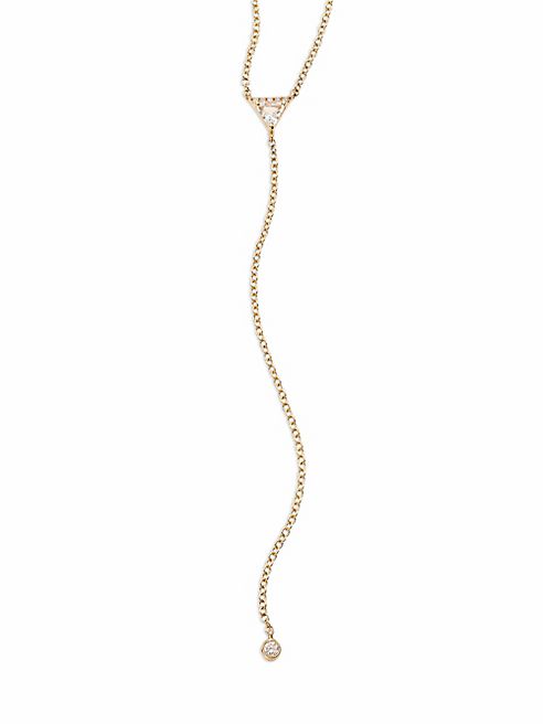 EF Collection - Triangle Diamond & 14K Yellow Gold Lariat Necklace