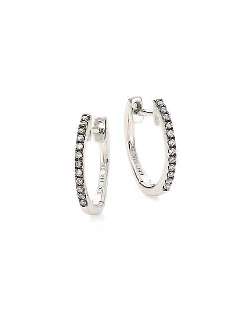 EF Collection - Diamond & 14K White Gold Huggie Hoop Earings/0.2