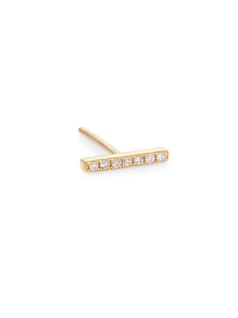 EF Collection - Diamond & 14K Yellow Gold Single Bar Stud Earring