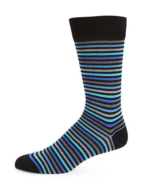 Marcoliani - Multi-Tone Pima Cotton-Blend Striped Socks