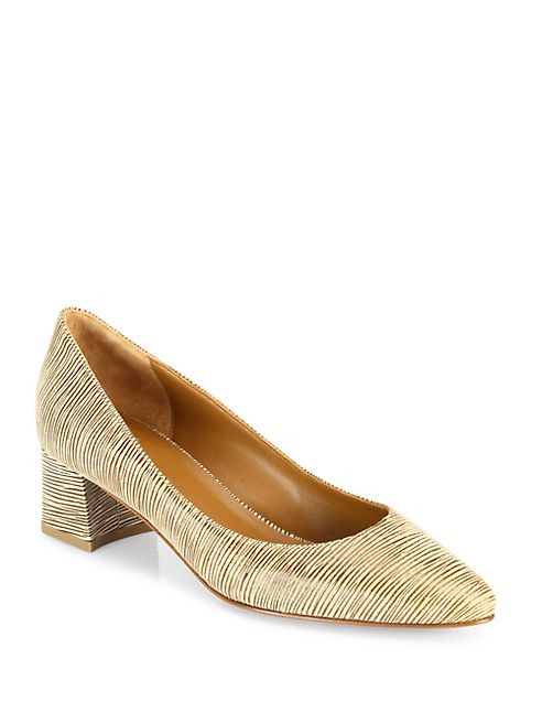 Aquatalia - Phoebe Striped Leather Block-Heel Pumps