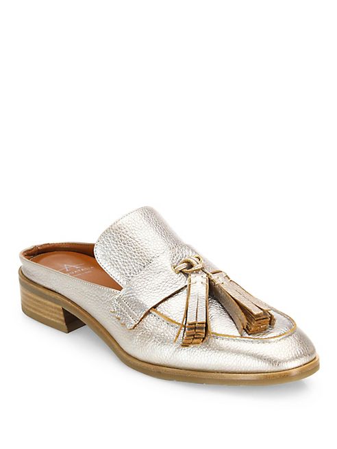 Aquatalia - Stella Metallic Leather Flat Mules