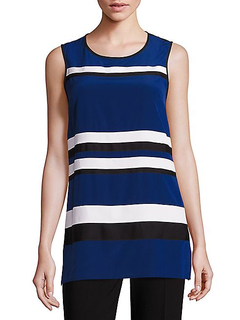 St. John - Striped Silk Crepe de Chine Tunic