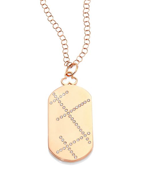 Devon Woodhill - Rae Diamond & 18K Rose Gold Modern Dog Tag Locket