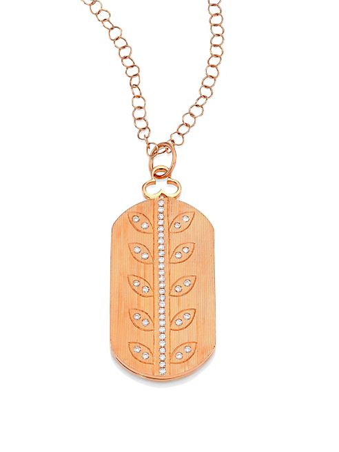 Devon Woodhill - Vine Diamond & 18K Rose Gold Modern Dog Tag Locket