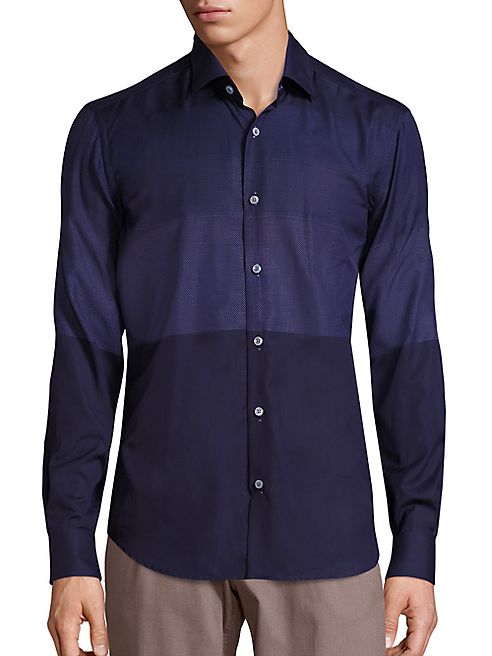 Saks Fifth Avenue Collection - Tonal Check Cotton Shirt