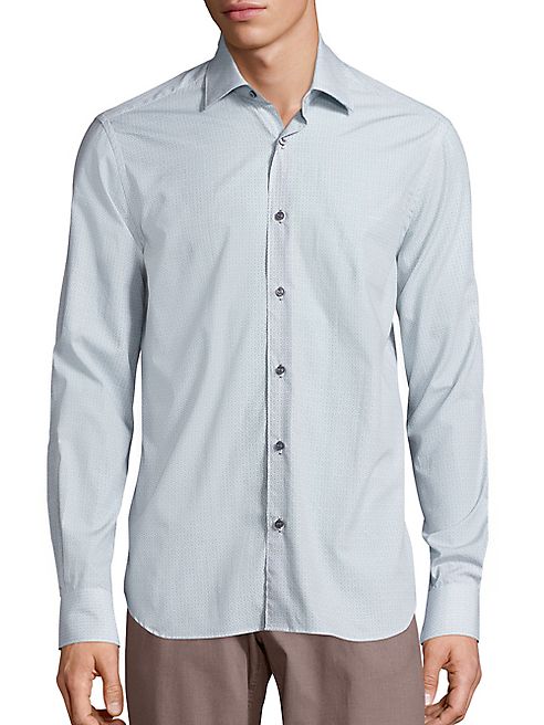 Saks Fifth Avenue Collection - Printed Long Sleeve Cotton Shirt