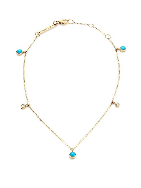 Zoe Chicco - Diamond, Turquoise & 14K Yellow Gold Anklet