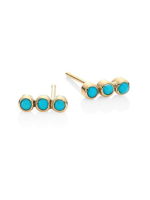 Zoe Chicco - Turquoise & 14K Yellow Gold Stud Earrings