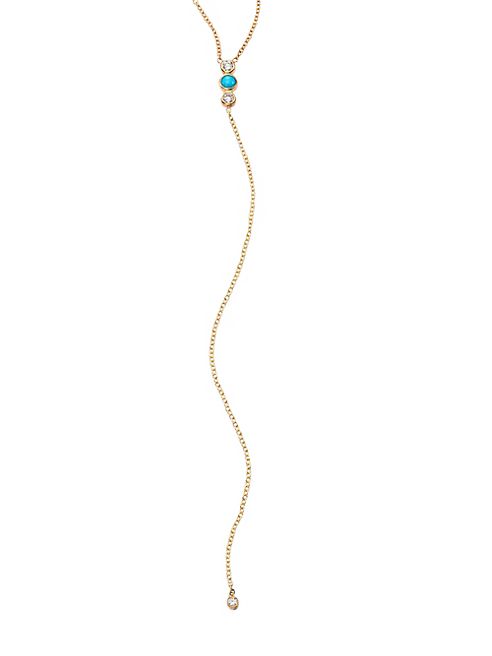 Zoe Chicco - Turquoise, Diamond & 14K Yellow Gold Lariat Necklace