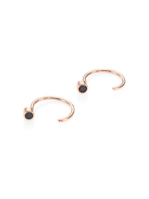 Zoe Chicco - Black Diamond & 14K Rose Gold Reverse Hoop Earrings/0.4