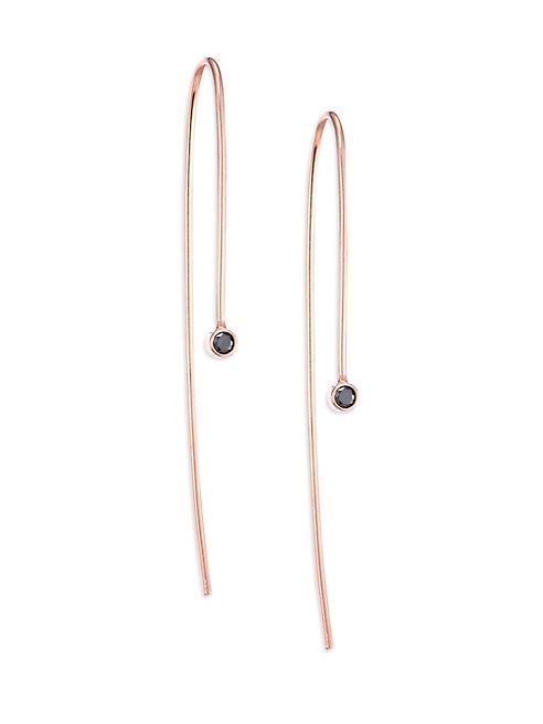 Zoe Chicco - Black Diamond & 14K Rose Gold Threader Earrings