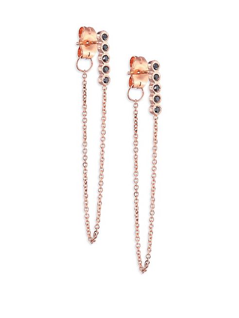 Zoe Chicco - Black Diamond & 14K Rose Gold Front Back Earrings