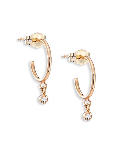 Zoe Chicco - Tiny Diamond & 14K Yellow Gold Hoop Earrings/0.3