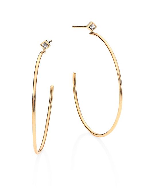 Zoe Chicco - Medium Diamond & 14K Yellow Gold Hoop Earrings/1.25