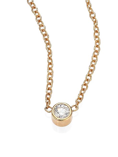 Zoe Chicco - Diamond & 14K Yellow Gold Pendant Necklace