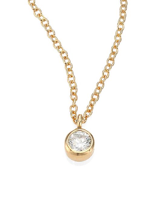 Zoe Chicco - Diamond & 14K Yellow Gold Pendant Necklace