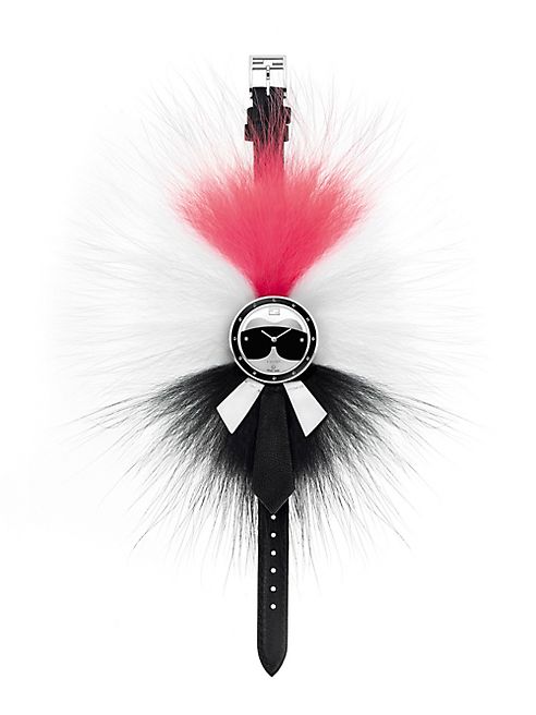 Fendi - Karlito Flamingo Fox Fur Watch