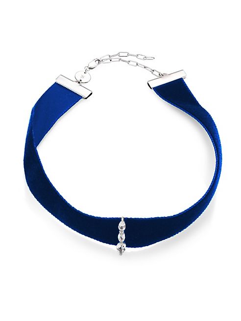 Jennifer Zeuner Jewelry - Ivy Jessie White Sapphire & Velvet Choker