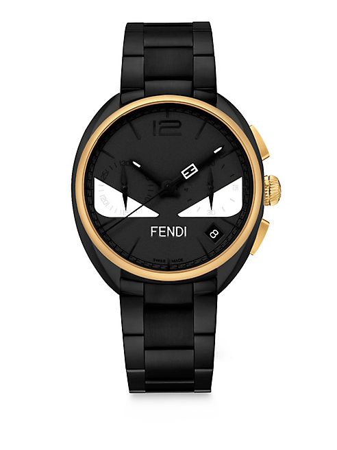 Fendi - Momento Fendi Bug Black & Goltone Stainless Steel Bracelet Watch