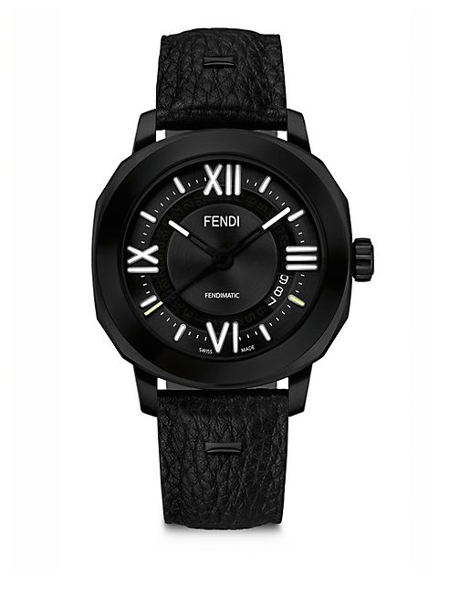 Fendi - Selleria Black Stainless Steel, Leather & Alligator Strap Watch