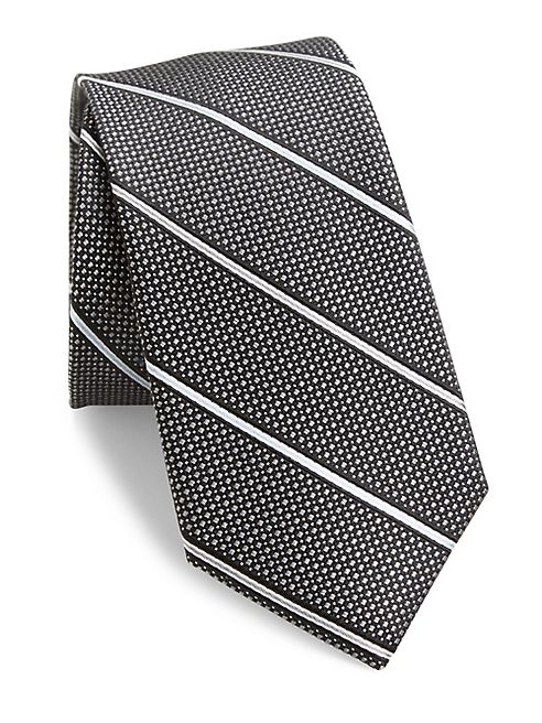 611 Saks Fifth Avenue New York - Textured Striped Silk Tie