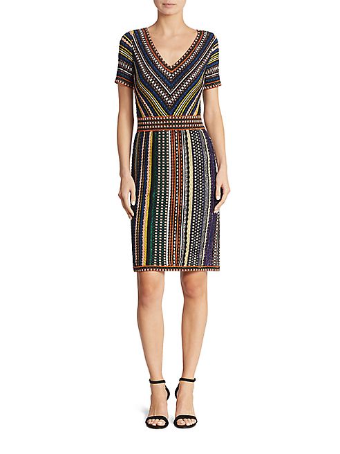 Missoni - Short-Sleeve V-Neck Lamé Dress