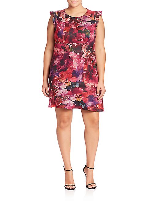 ABS, Plus Size - Floral Printed Dress