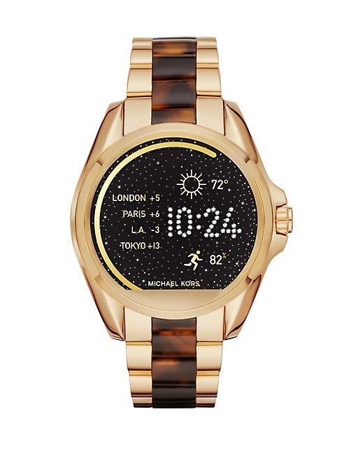 Michael Kors - Michael Kors AccessBradshaw Goldtone Stainless Steel & Tortoise Acetate Touchscreen Smartwatch