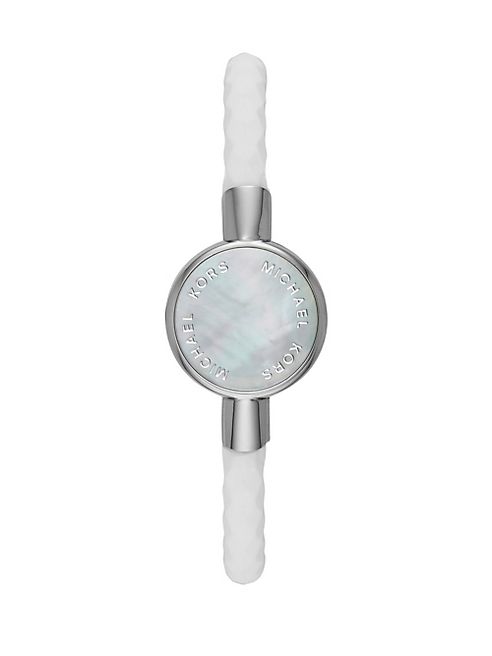 Michael Kors - Michael Kors AccessWhite Mother-of-Pearl, Stainless Steel & Faceted Silicone Tracker Bracelet