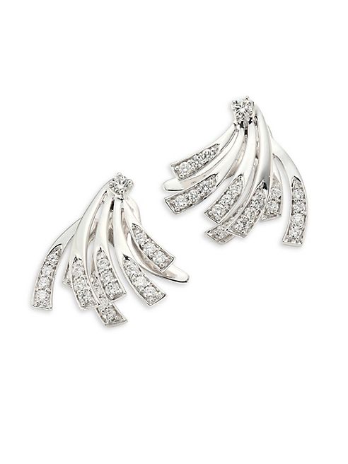 Hueb - Wave Diamond & 18K White Gold Stud & Ear Jacket Set