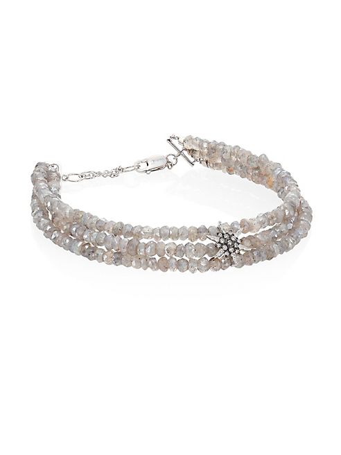 Meira T - Diamond, White Labradorite & 14K White Gold Beaded Bracelet