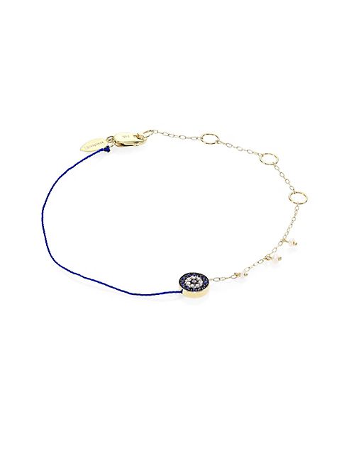 Meira T - Evil Eye Diamond, Blue Sapphire & Yellow Gold Bracelet