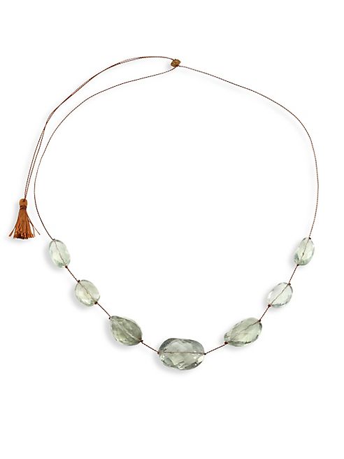 Lena Skadegard - Green Amethyst Floating Cord Necklace