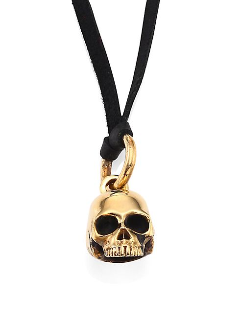 King Baby Studio - Brass Alloy Small Hamlet Skull Pendant on Leather Cord