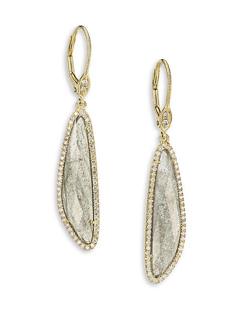 Meira T - Diamond, Labradorite & 14K Yellow Gold Drop Earrings