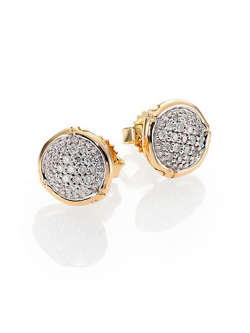 John Hardy - Bamboo Small Diamond & 18K Yellow Gold Round Stud Earrings