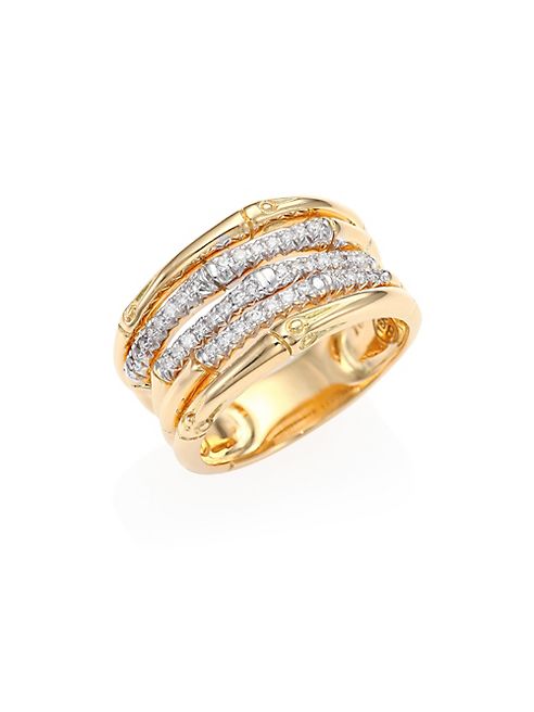 John Hardy - Bamboo Diamond & 18K Yellow Gold Ring