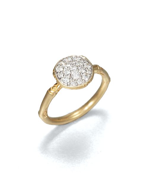 John Hardy - Bamboo Small Diamond & 18K Yellow Gold Round Ring