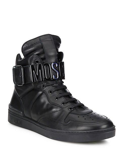 Moschino - Leather High-Top Sneakers