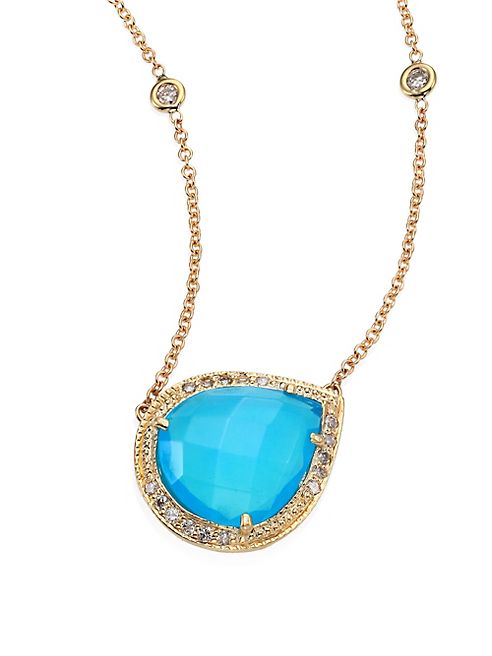 Jacquie Aiche - Partial Pavé Diamond, Blue Opal & 14K Yellow Gold Teardrop Necklace