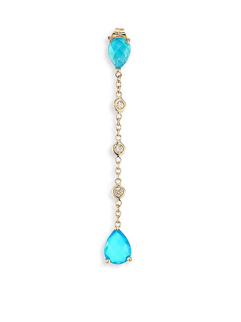 Jacquie Aiche - Diamond, Blue Opal & 14K Yellow Gold Single Drop Earring