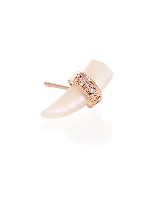 Jacquie Aiche - Diamond Pavé & Mother-Of-Pearl Tusk Single Stud Earring