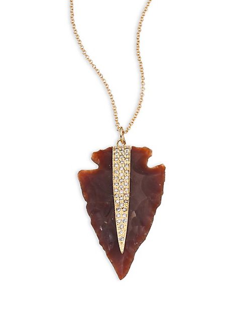 Jacquie Aiche - Diamond, Agate & 14K Yellow Gold Arrowhead Necklace