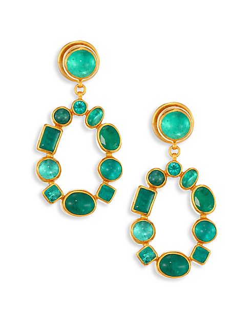 GURHAN - Amulet Hue Emerald & 24K Yellow Gold Drop Earrings