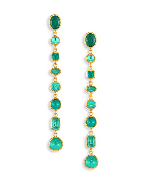 GURHAN - Amulet Hue Emerald & 24K Yellow Gold Drop Earrings