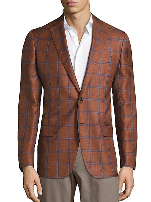 Saks Fifth Avenue Collection - Windowpane Wool & Silk Blend Sportcoat