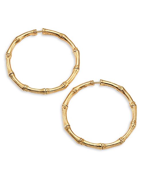 John Hardy - Bamboo Medium 18K Yellow Gold Hoop Earrings/1.25