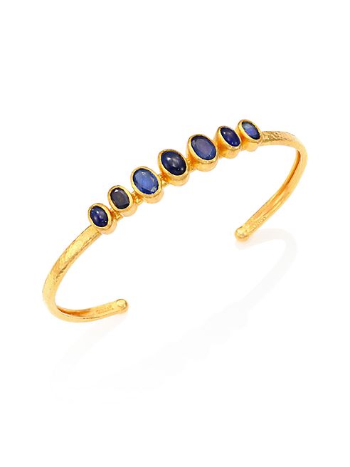 GURHAN - Amulet Hue Blue Sapphire & 24K Yellow Gold Bangle Bracelet