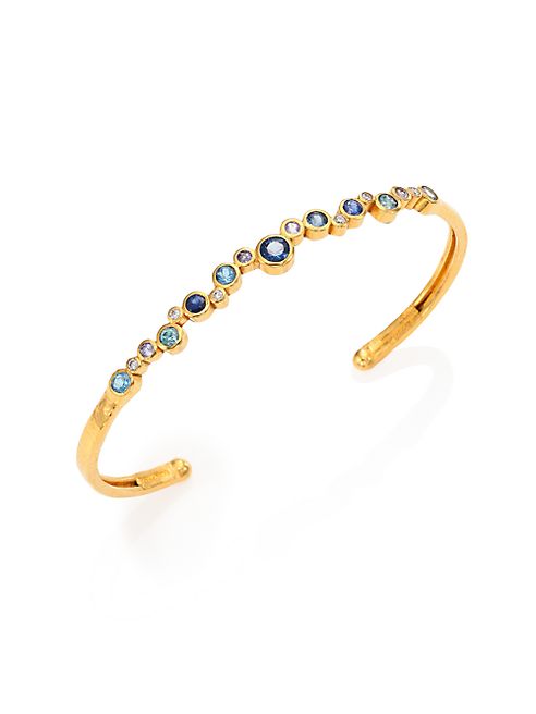 GURHAN - Pointelle Multi-Stone 22K Yellow Gold Cuff Bracelet